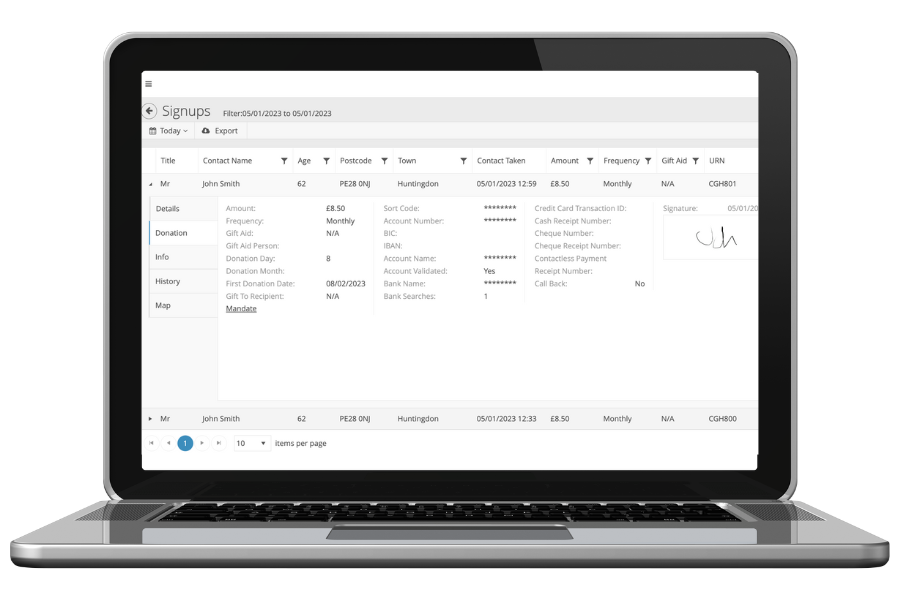 Check signup data | Ideal Fundraising
